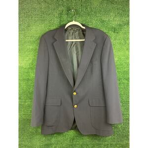 Ralph Lauren Polo University Sport Coat 44 R Wool Navy Blue Gold Button Blazer